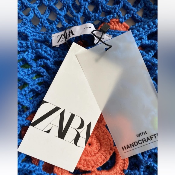 Zara Limited Edition Crochet Blue Flower Dress Sold Out Bloggers Fave Knit - Picture 12 of 15